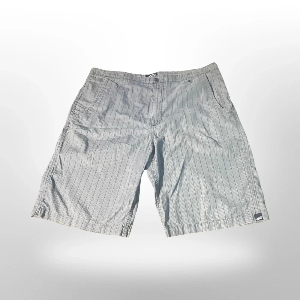 Vans Mens Stripe‎ Shorts Size 38 Gray White Casual Beach Skate Surf comfy summer